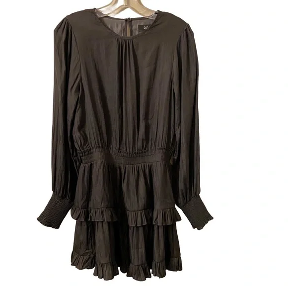 Do + Be Small Pullover Keyhole Closure Smock Waist Ruffles Long Sleeves Dress - Picture 2 of 6